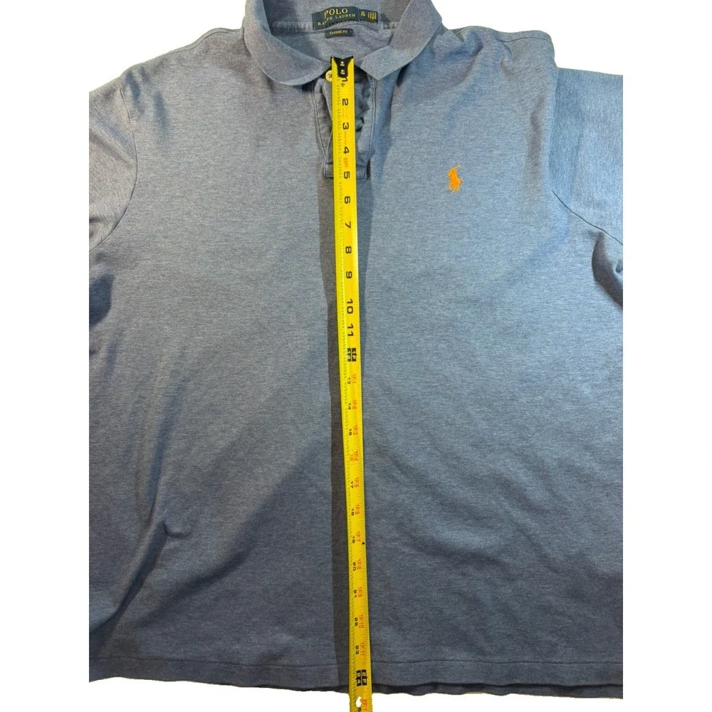 Polo Ralph Lauren Polo Shirt Men's XL Blue Heather Orange Pony Classic Fit